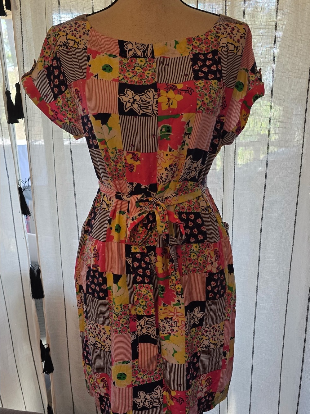 Lilly Pulitzer Pink Multi Patchwork Belted Midi Dress